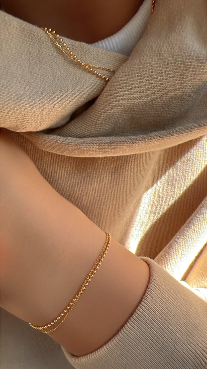 Tiny Dot Ball Layered Chain Bracelet