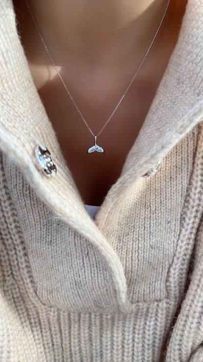 Whale Tail Charm 925 Silver Long Chain Necklace