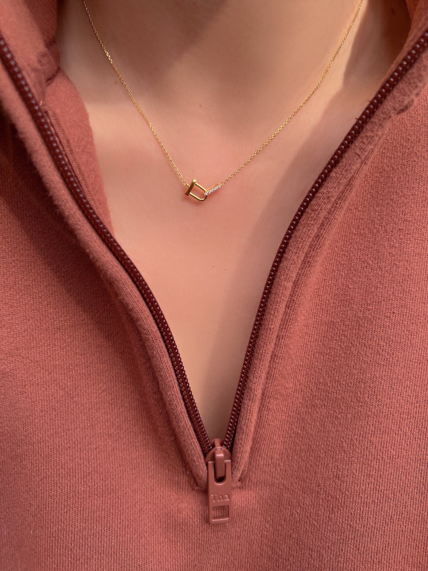 Interlock D Link Chain Linked CZ Necklace