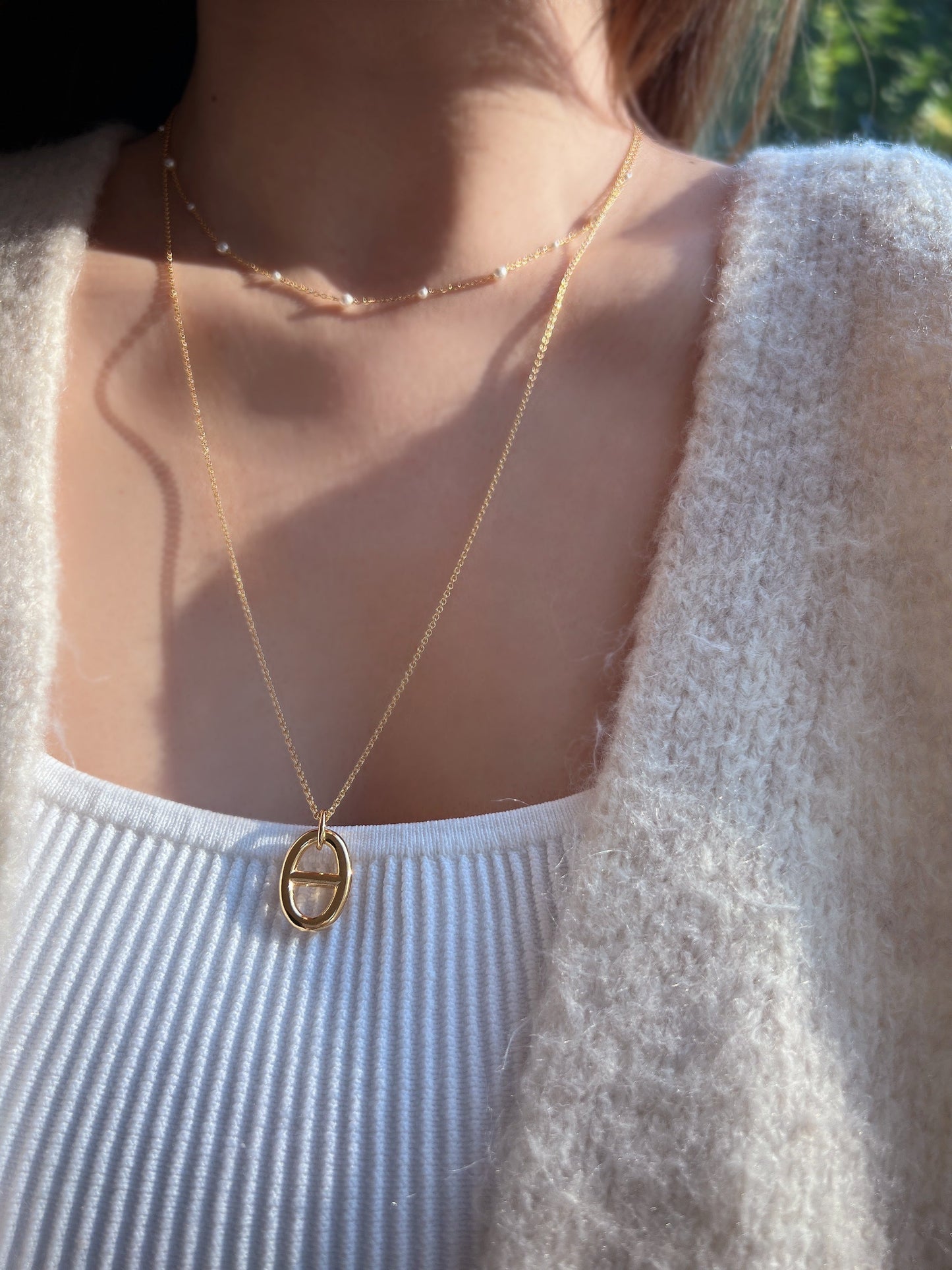 Freshwater Pearl Station Chain Necklace Mini