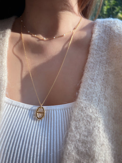 Pig Nose Pendant Long Chain Necklace