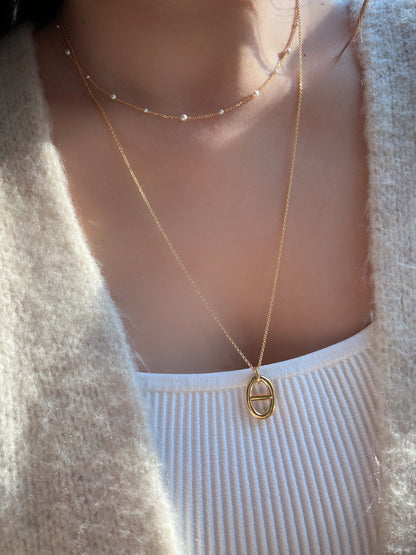 Freshwater Pearl Station Chain Necklace Mini