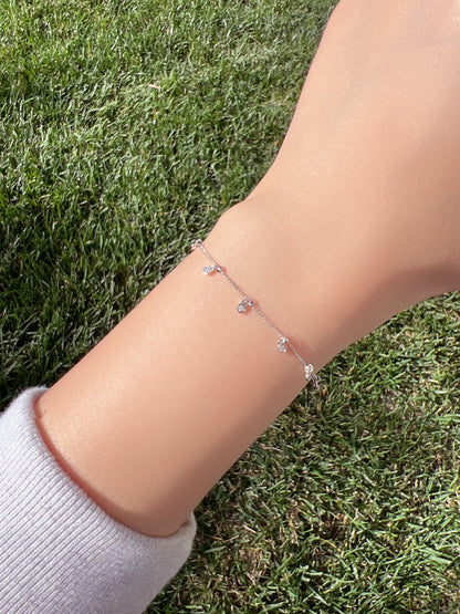 Bezel Cubic Zirconia Charm Station Bracelet