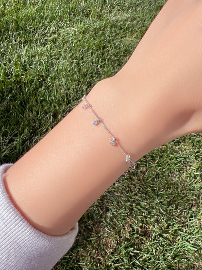 Bezel Cubic Zirconia Charm Station Bracelet