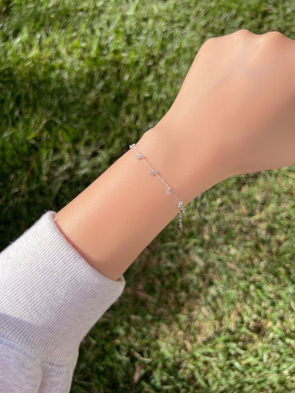 Bezel Cubic Zirconia Charm Station Bracelet