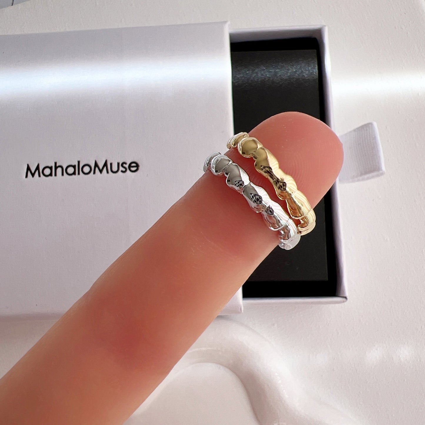 Geometric Bamboo Adjustable Band Ring