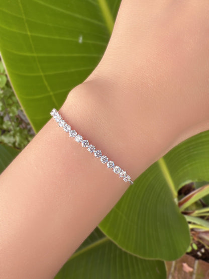 Tennis Cubic Zirconia Chain Bracelet 925 Silver