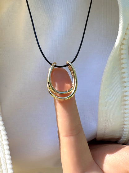 Horseshoe medium Pendant Cord Necklace