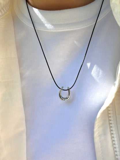 Horseshoe small Pendant Cord Necklace
