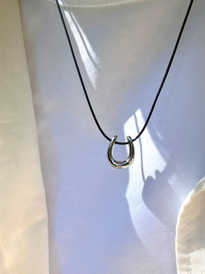 Horseshoe small Pendant Cord Necklace
