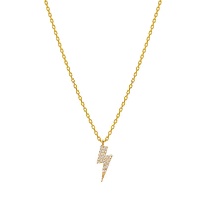 Bolt Lightning Cubic Zirconia CZ Charm Necklace