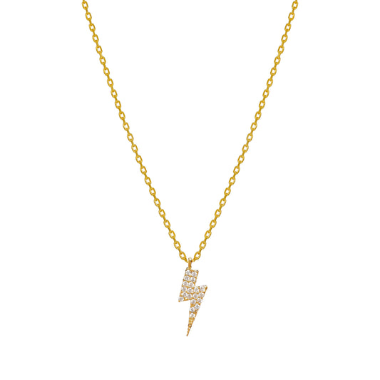 Bolt Lightning Cubic Zirconia CZ Charm Necklace