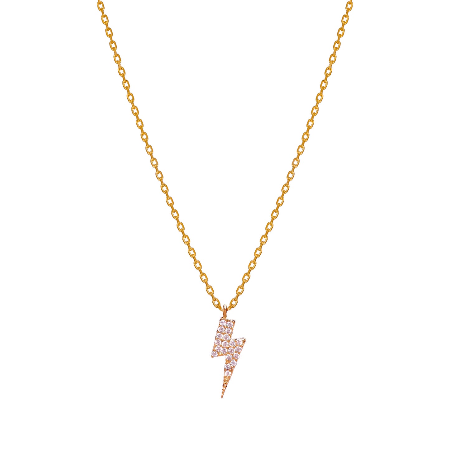 Bolt Lightning Cubic Zirconia CZ Charm Necklace