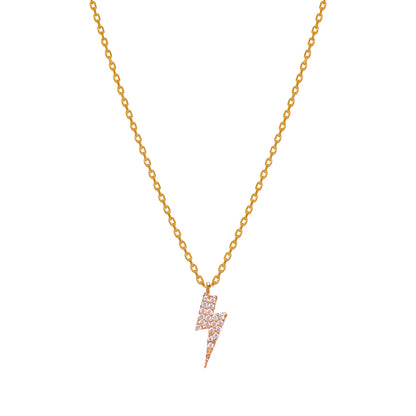 Bolt Lightning Cubic Zirconia CZ Charm Necklace