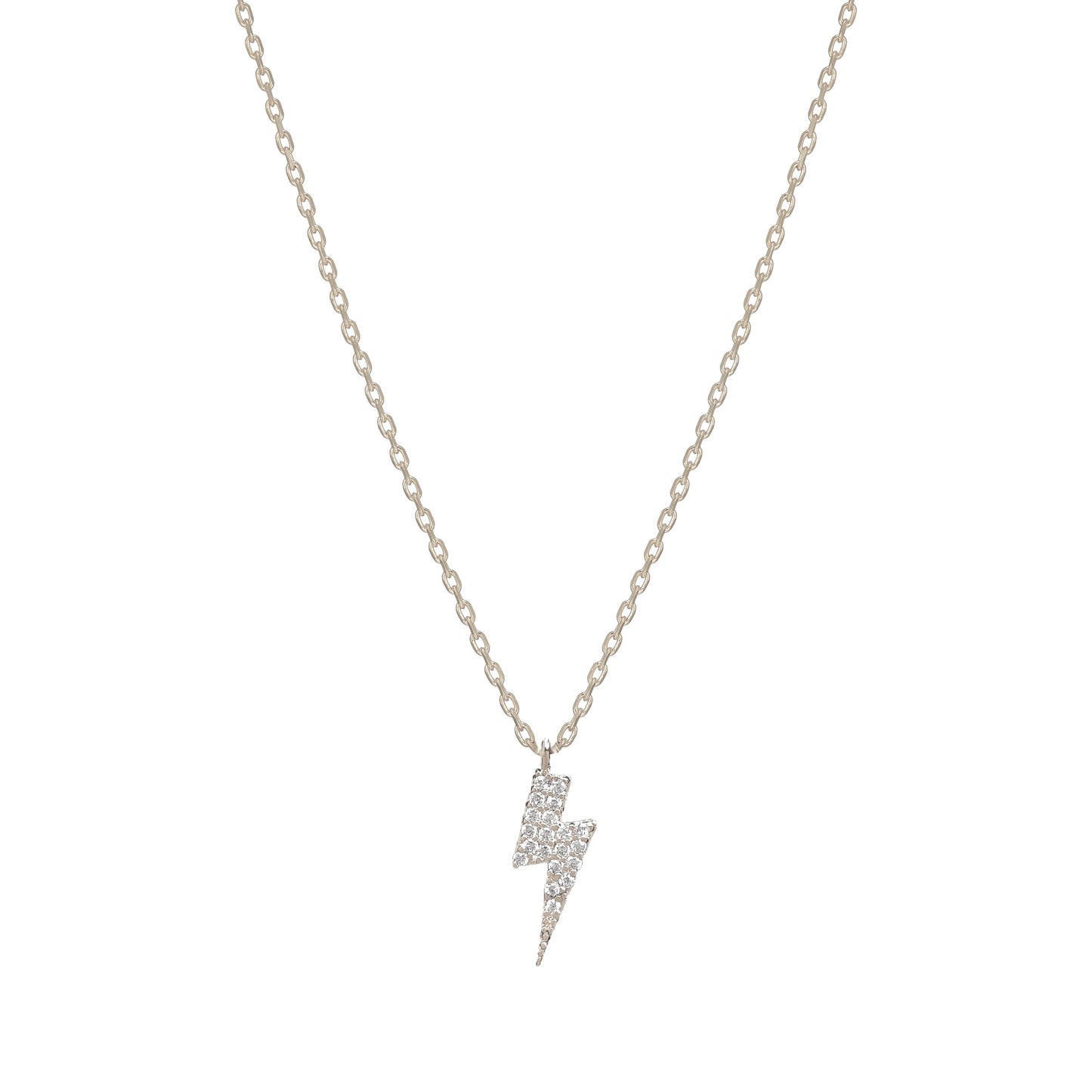 Bolt Lightning Cubic Zirconia CZ Charm Necklace
