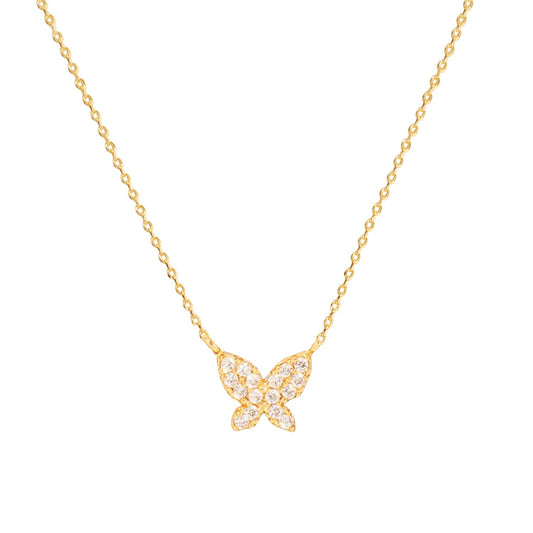 Butterfly CZ Tiny Pendant Necklace