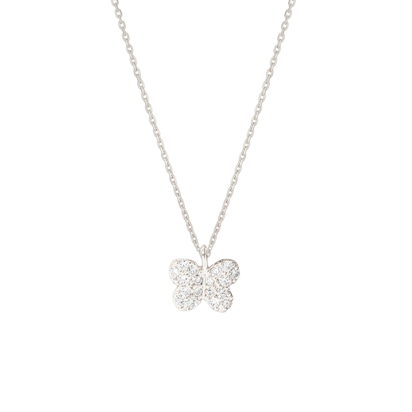 Butterfly CZ Round Tiny Pendant Necklace