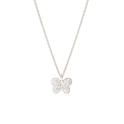Butterfly CZ Round Tiny Pendant Necklace