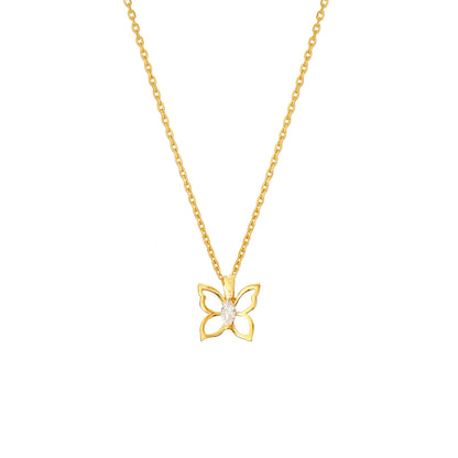 Butterfly CZ Hollow Pendant Necklace