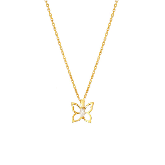 Butterfly CZ Hollow Pendant Necklace