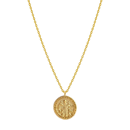 Medallion Pray For Us St Francis Necklace