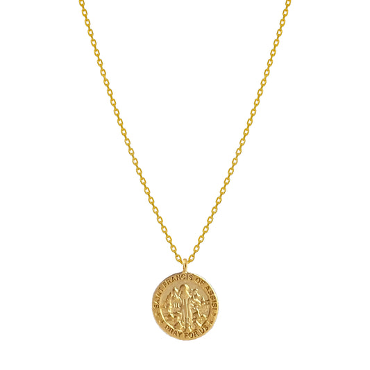 Medallion Pray For Us St Francis Necklace