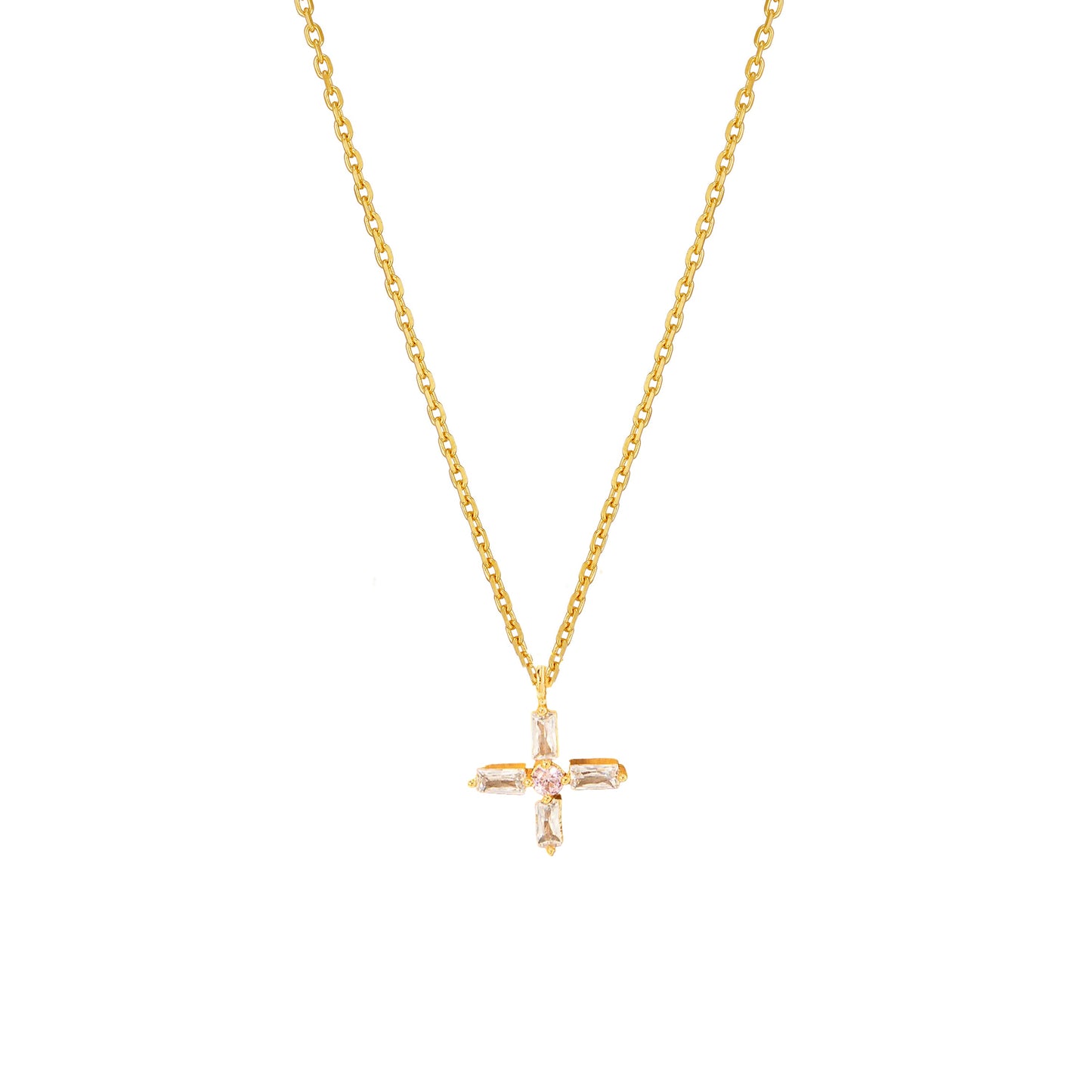 Cross Cubic Zirconia Mini Pendant Necklace