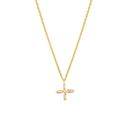 Cross Cubic Zirconia Mini Pendant Necklace