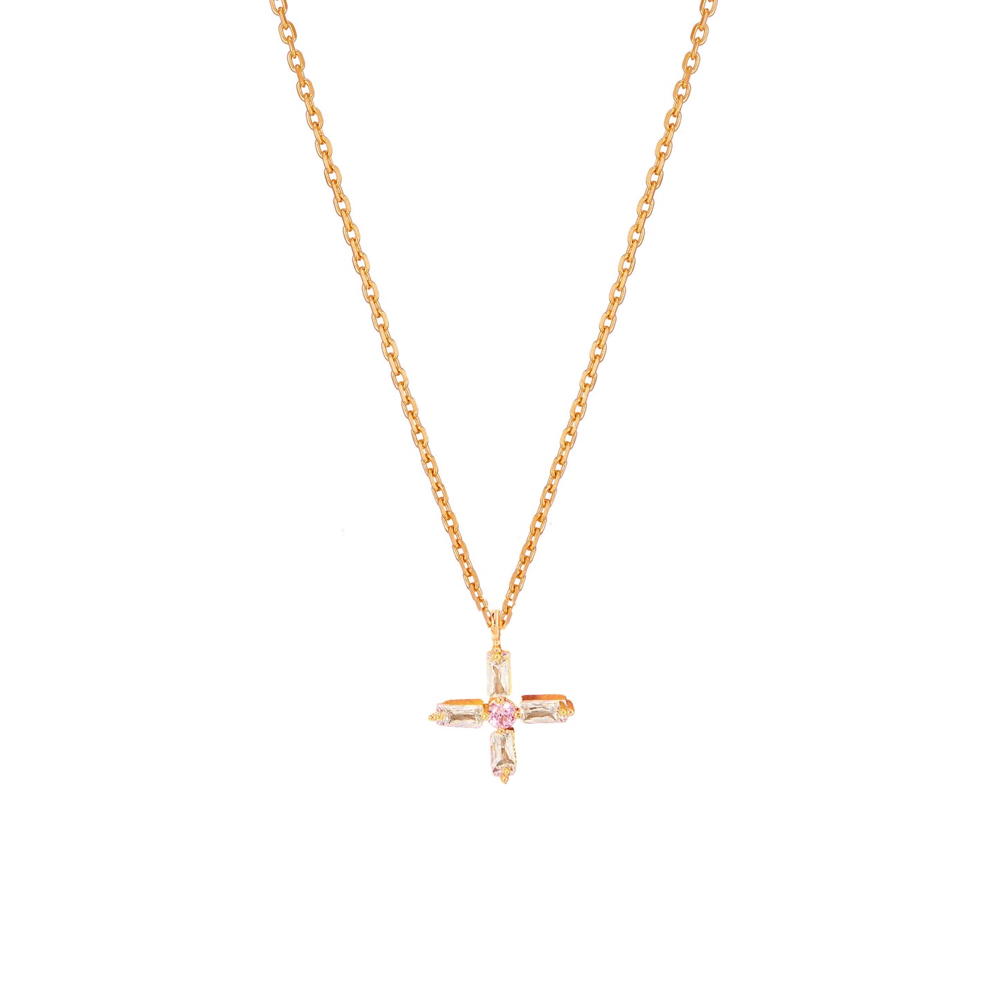 Cross Cubic Zirconia Mini Pendant Necklace