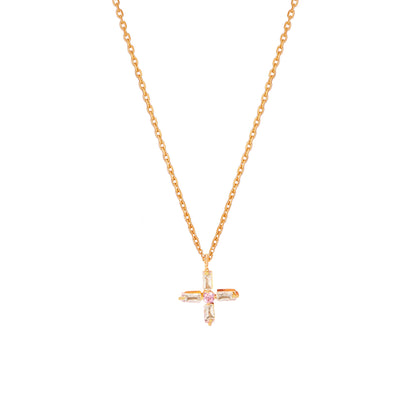 Cross Cubic Zirconia Mini Pendant Necklace