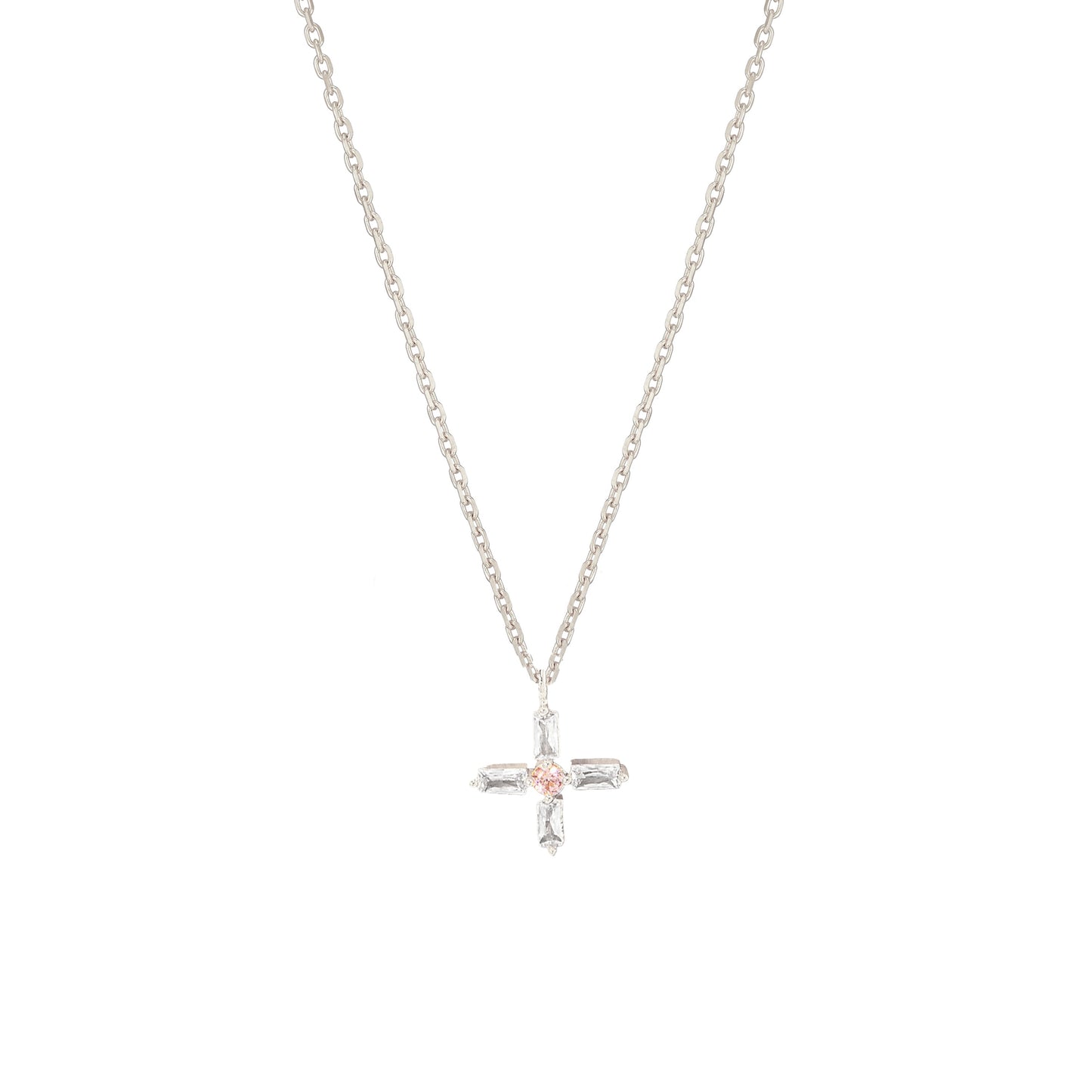 Cross Cubic Zirconia Mini Pendant Necklace