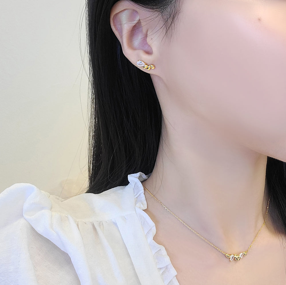 Oval Teardrops CZ Stud Earrings