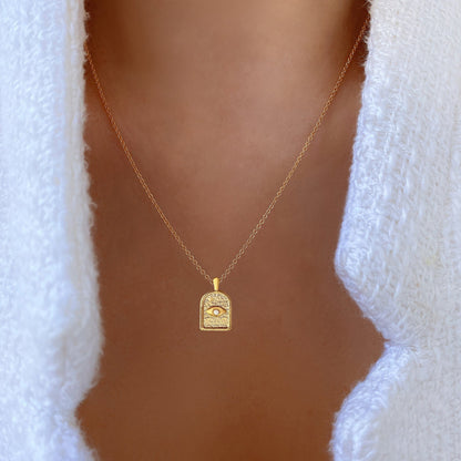 Arch Dorm Hamsa Eye Charm Necklace
