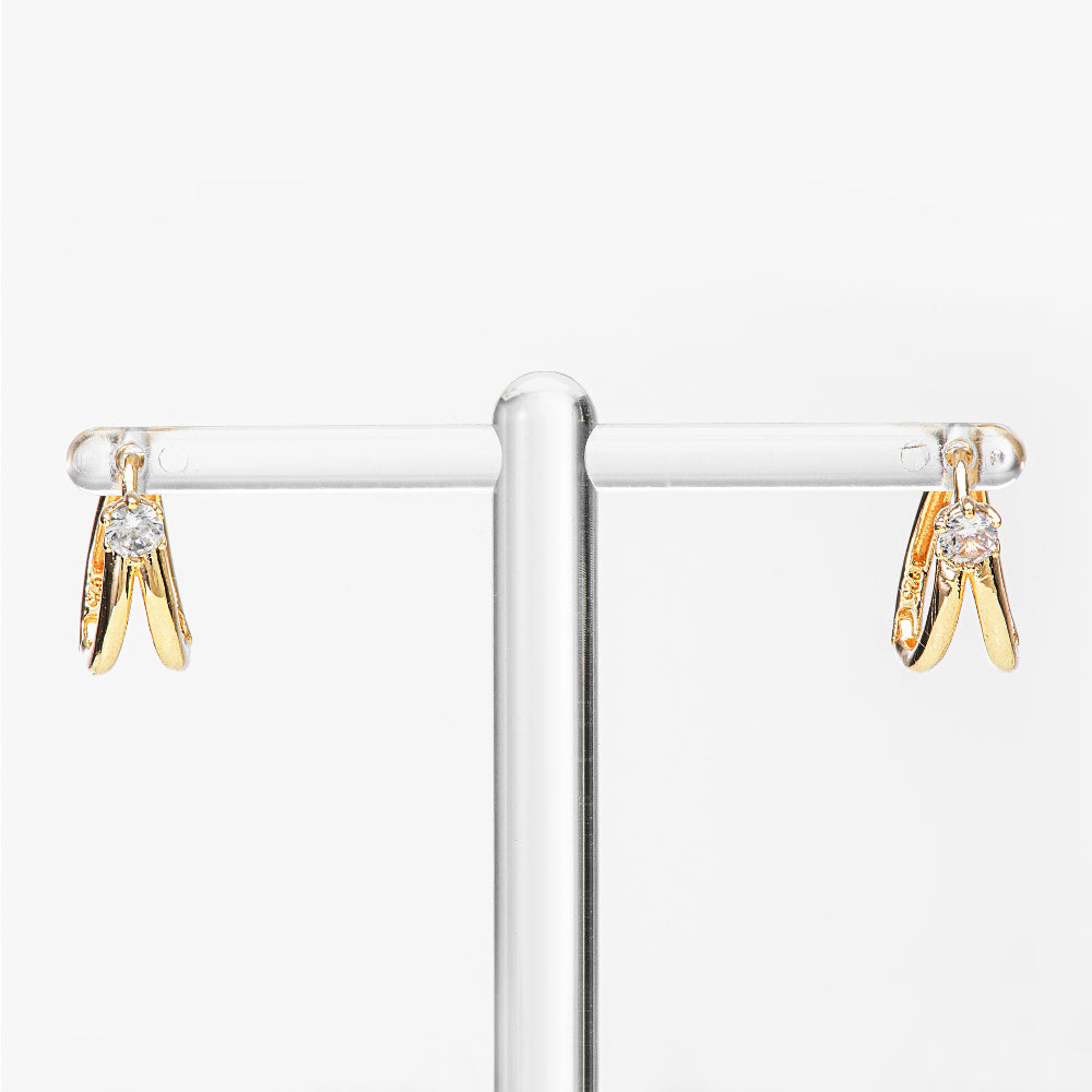 Double Line Mini Hoops CZ Earrings