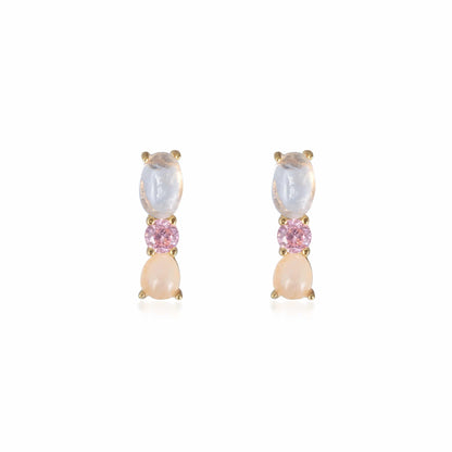 Opal Gemstone Pink 3 Stud Earrings