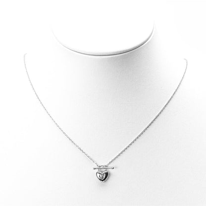 Heart Lock Toggle Bar Pendant Necklace