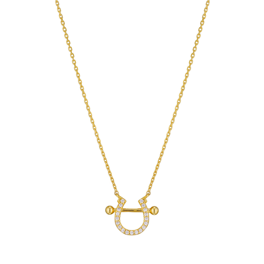 Horseshoe CZ Pendant 925 Necklace