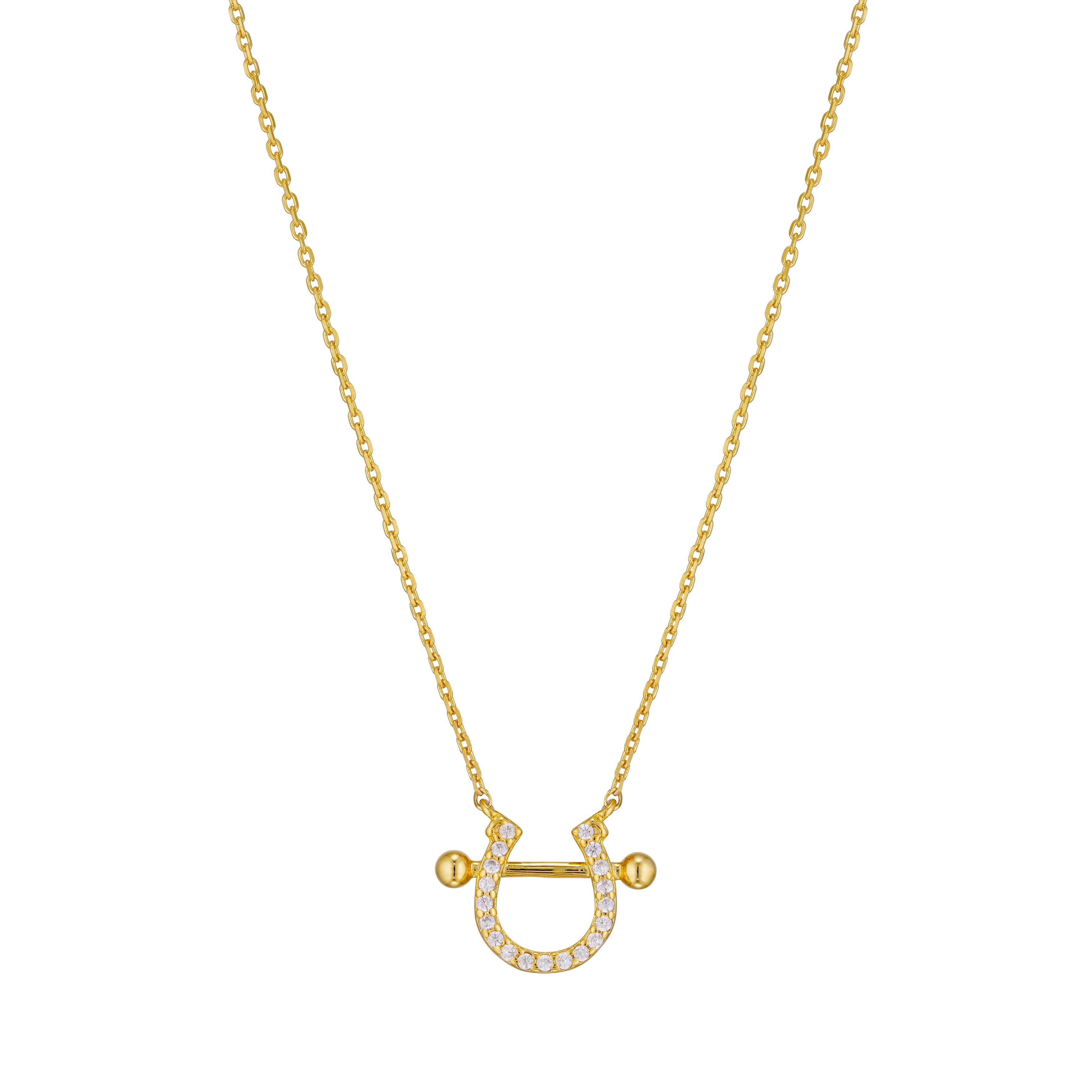 Horseshoe CZ Pendant 925 Necklace