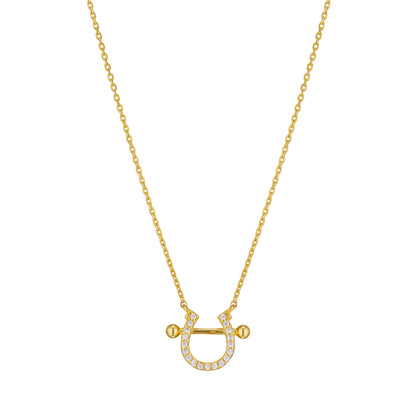 Horseshoe CZ Pendant 925 Necklace