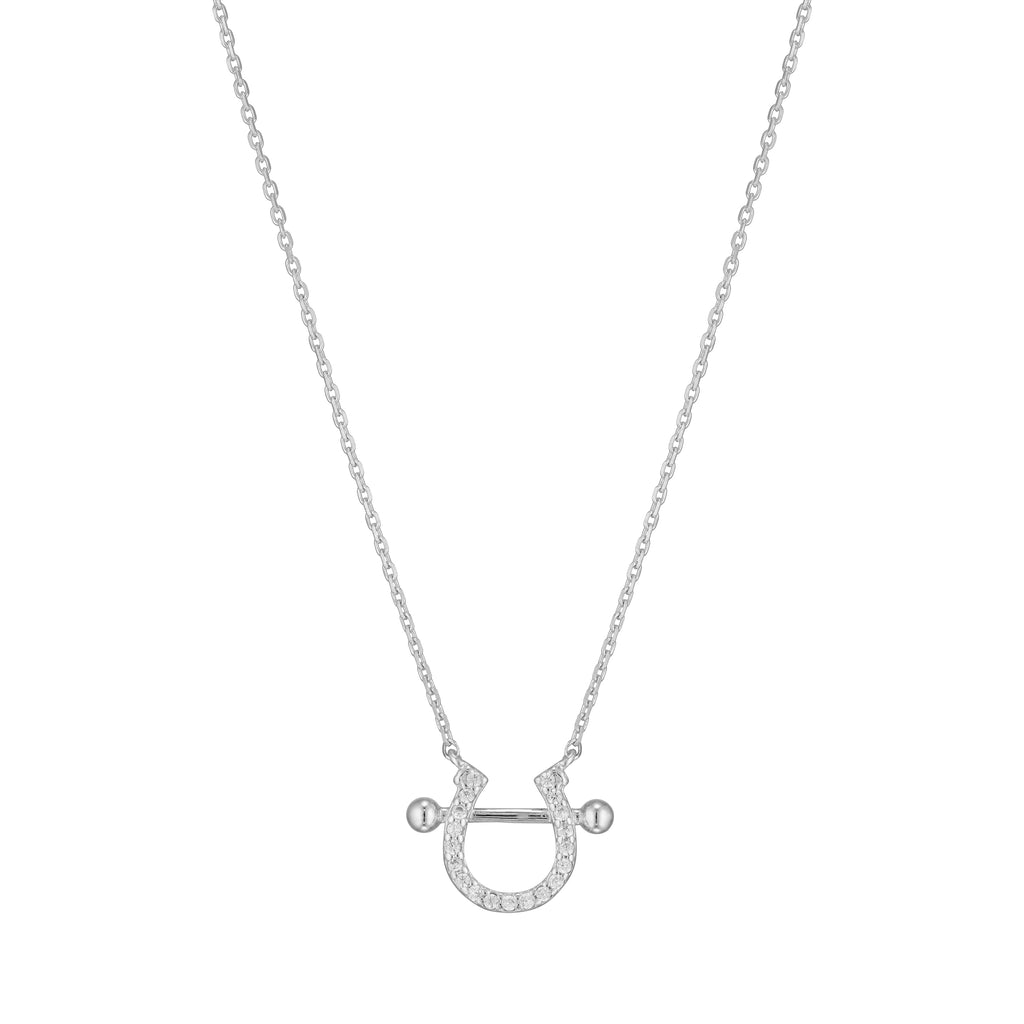 Horseshoe CZ Pendant 925 Necklace