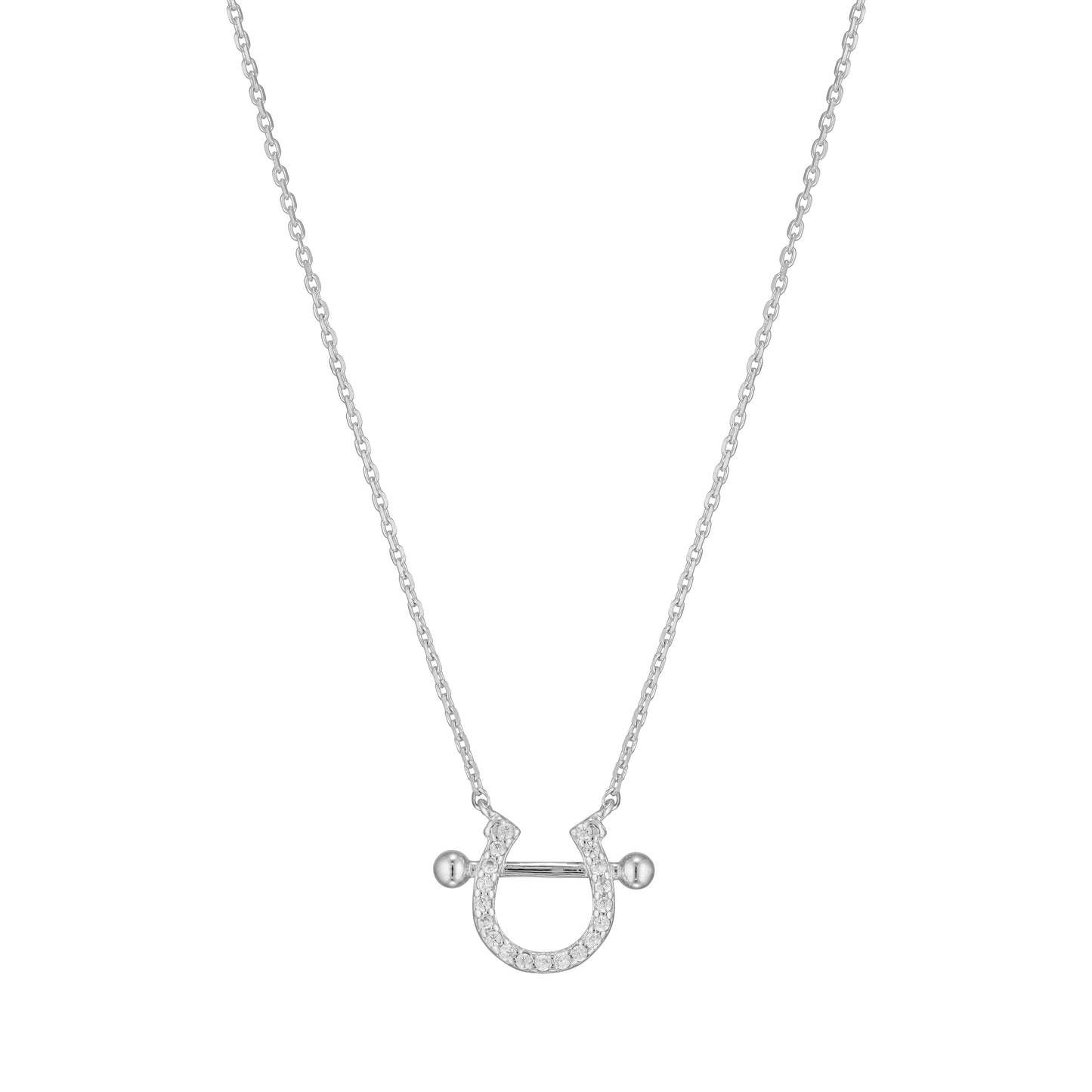 Horseshoe CZ Pendant 925 Necklace