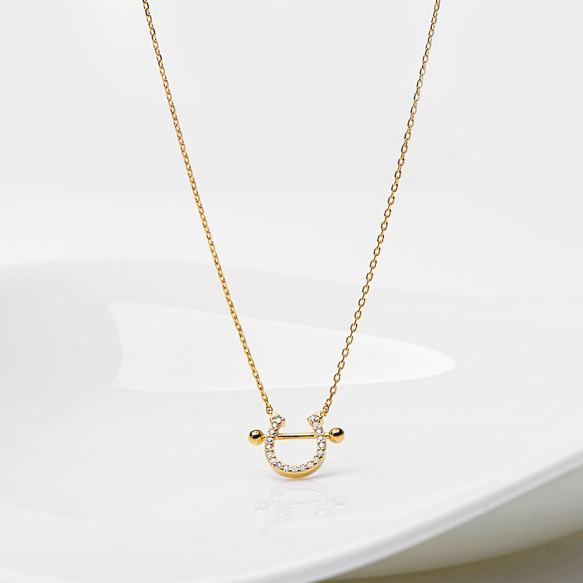 Horseshoe CZ Pendant 925 Necklace