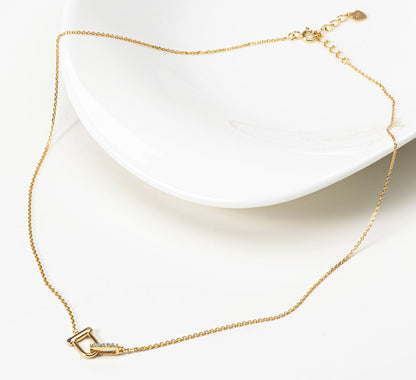Interlock D Link Chain Linked CZ Necklace