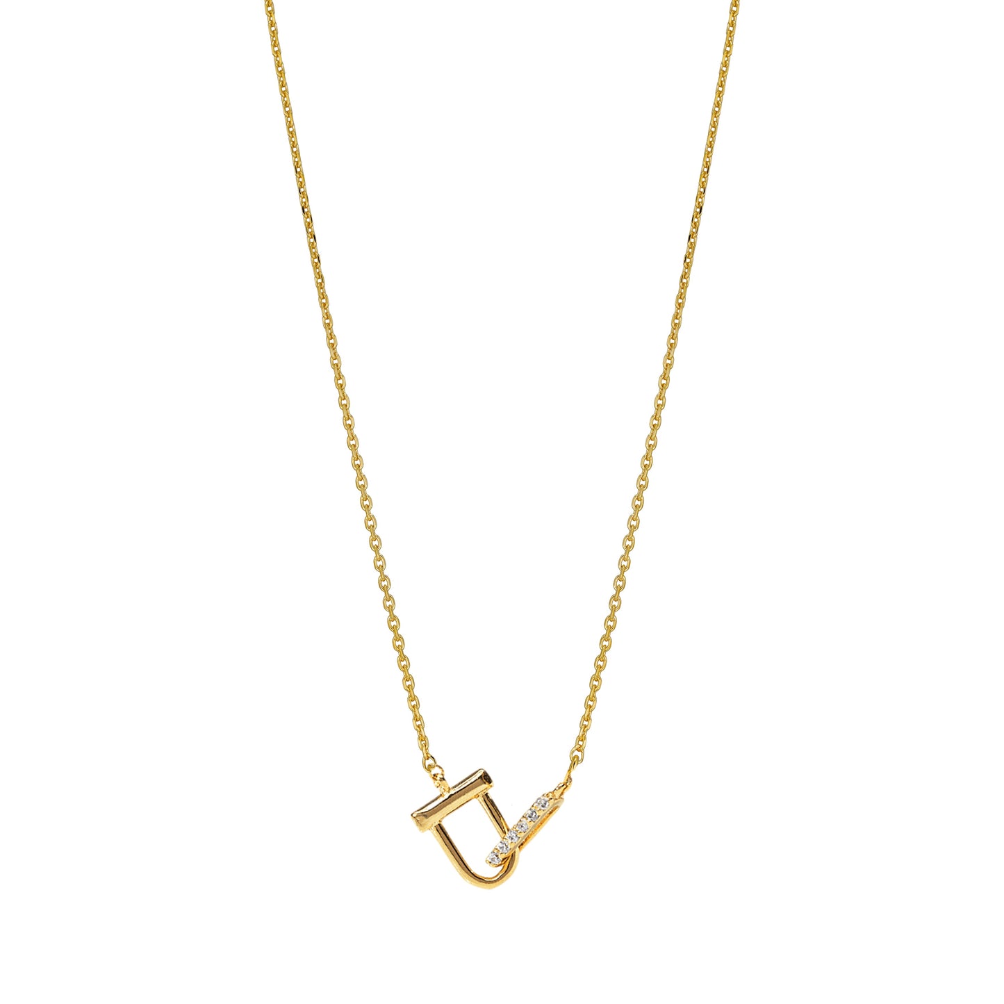 Interlock D Link Chain Linked CZ Necklace