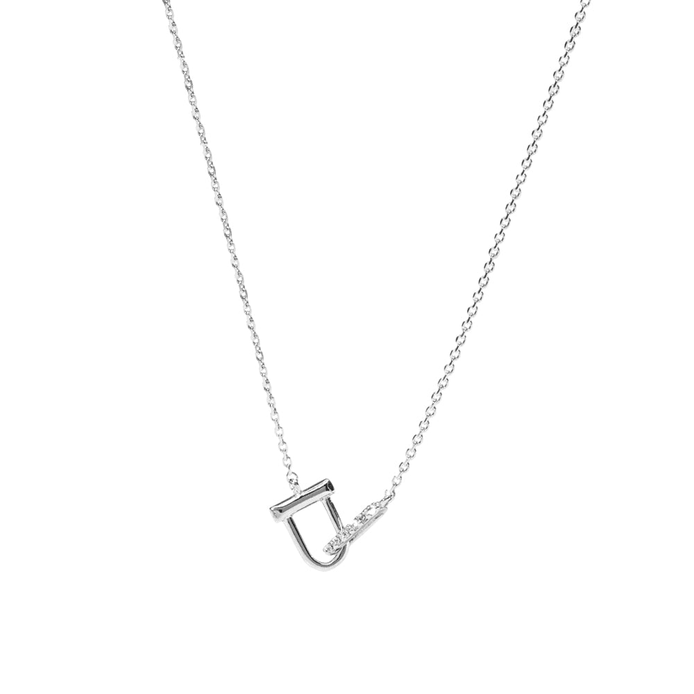 Interlock D Link Chain Linked CZ Necklace
