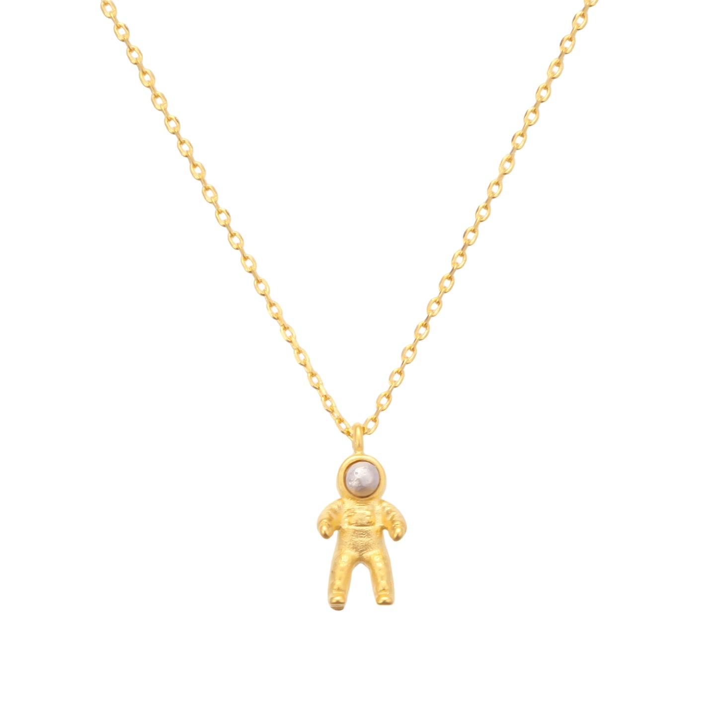Space Astronaut Two-Tone Mix Pendant Necklace