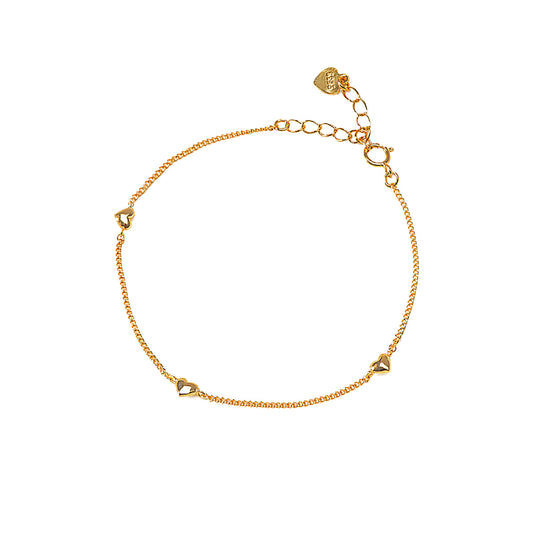 Mini Heart Station Chain 925 Silver Bracelet