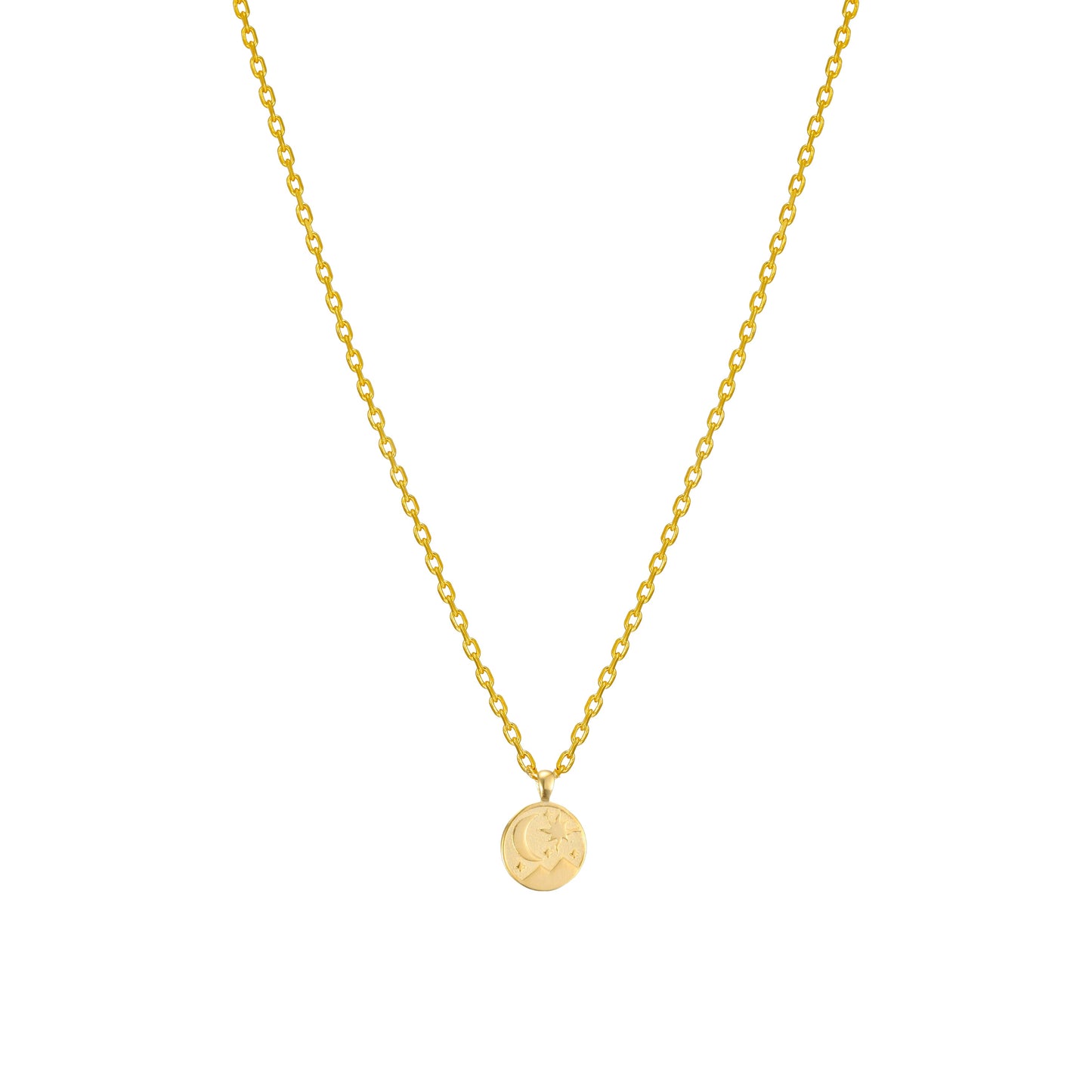 Tiny Crescent Moon Star Charm Necklace