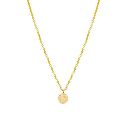 Tiny Crescent Moon Star Charm Necklace