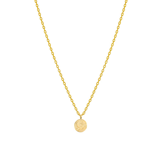 Tiny Crescent Moon Star Charm Necklace